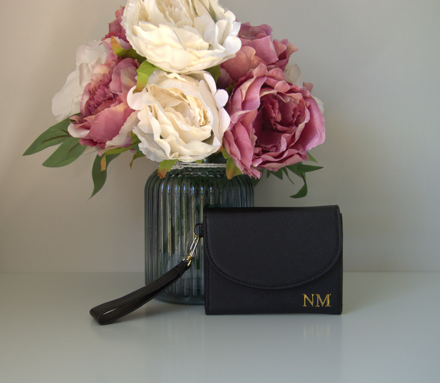 PERSONALISED BLACK LEATHER WALLET