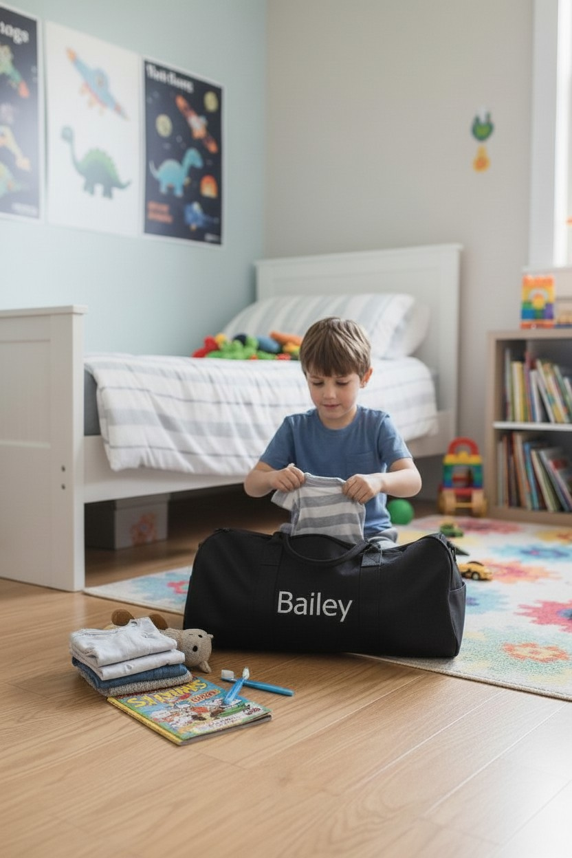 PERSONALISED BLACK OVERNIGHT BAG