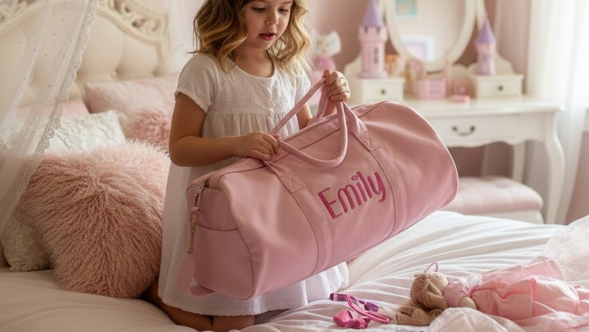 PERSONALISED BABY PINK OVERNIGHT BAG