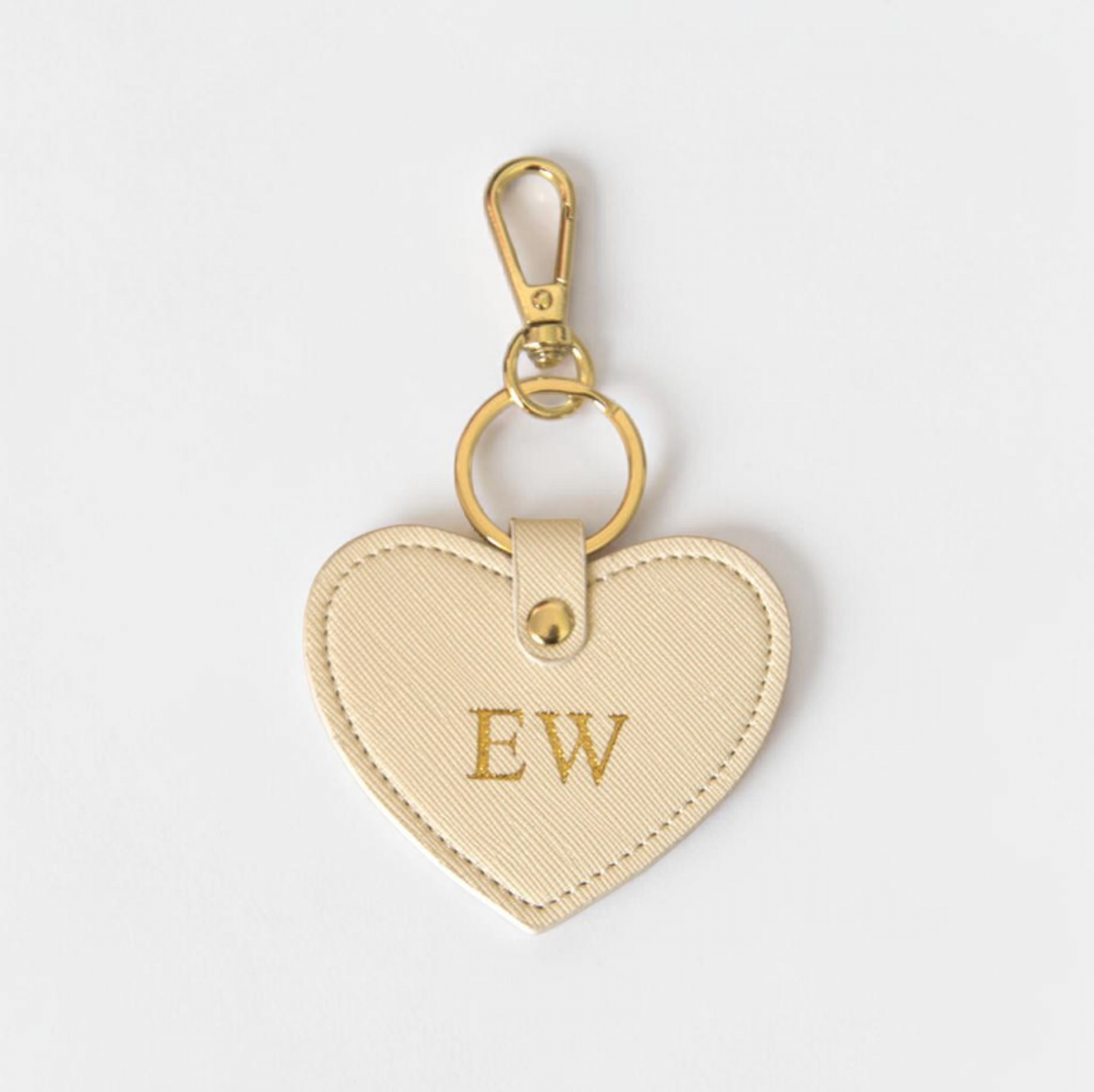 MONOGRAMMED HEART RASBERRY PINK LEATHER KEYRING