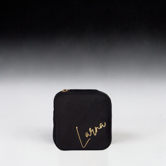 PERSONALISED MIDNIGHT BLACK VELVET JEWELLERY BOX