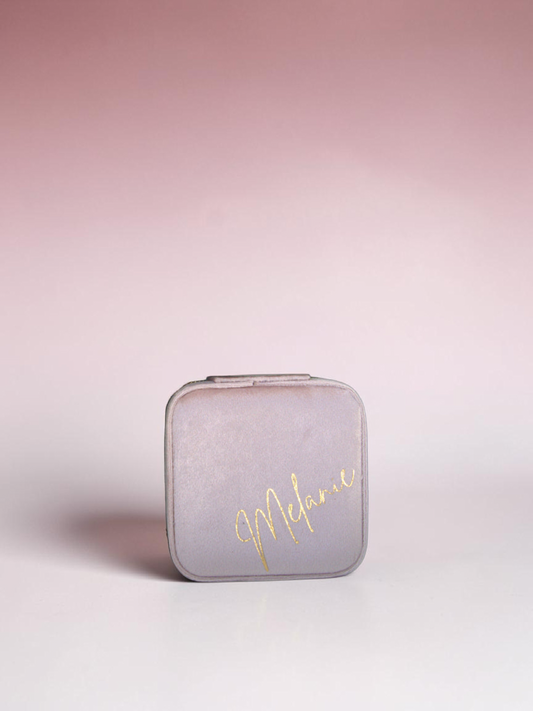 PERSONALISED BABY PINK VELVET JEWELLERY BOX