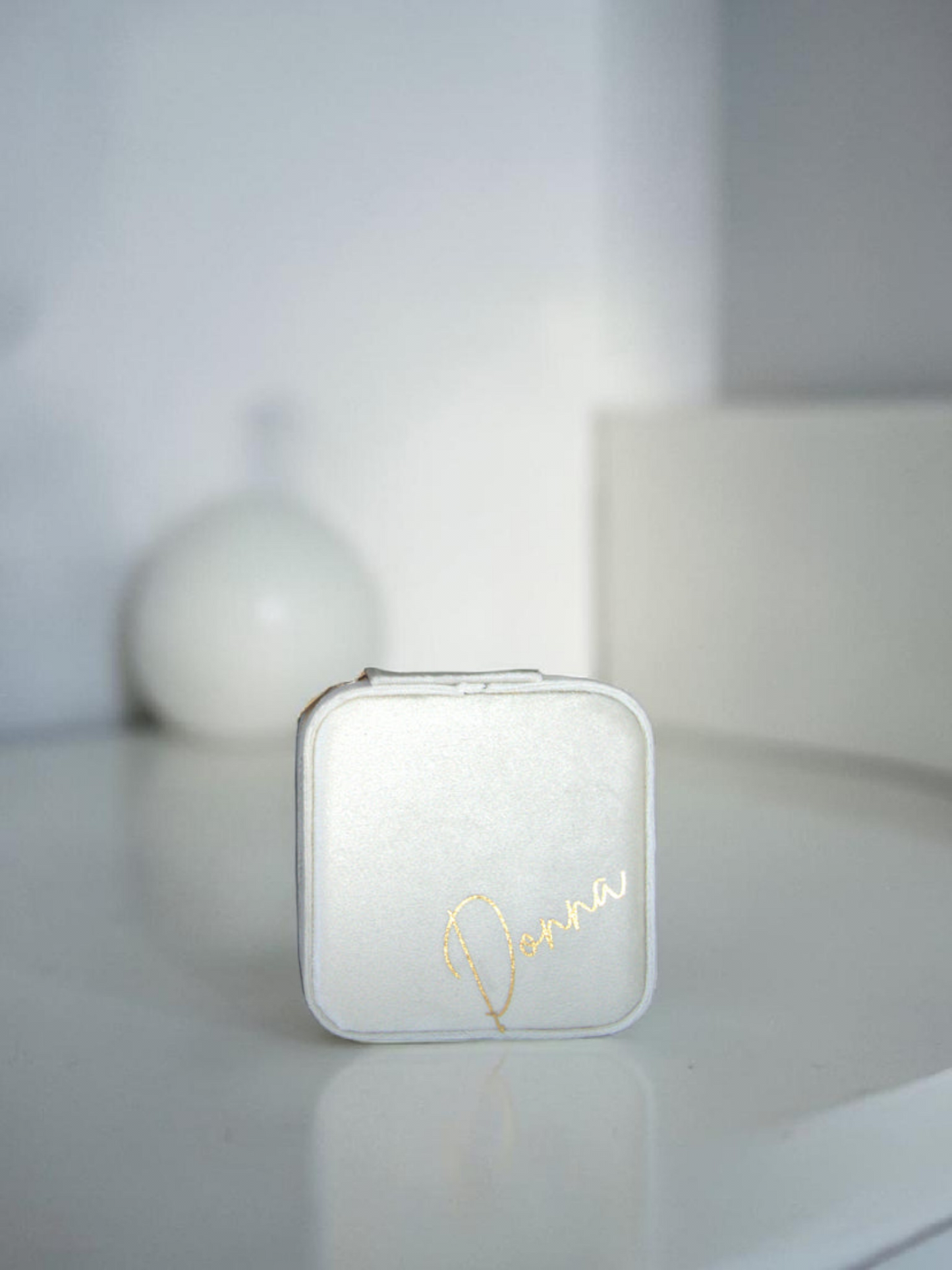 PERSONALISED SNOW WHITE VELVET JEWELLERY BOX