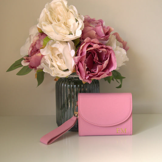 PERSONALISED BABY PINK LEATHER WALLET
